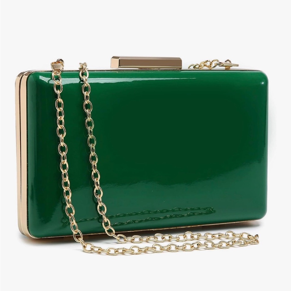 Green patent vegan leather clutch/evening bag